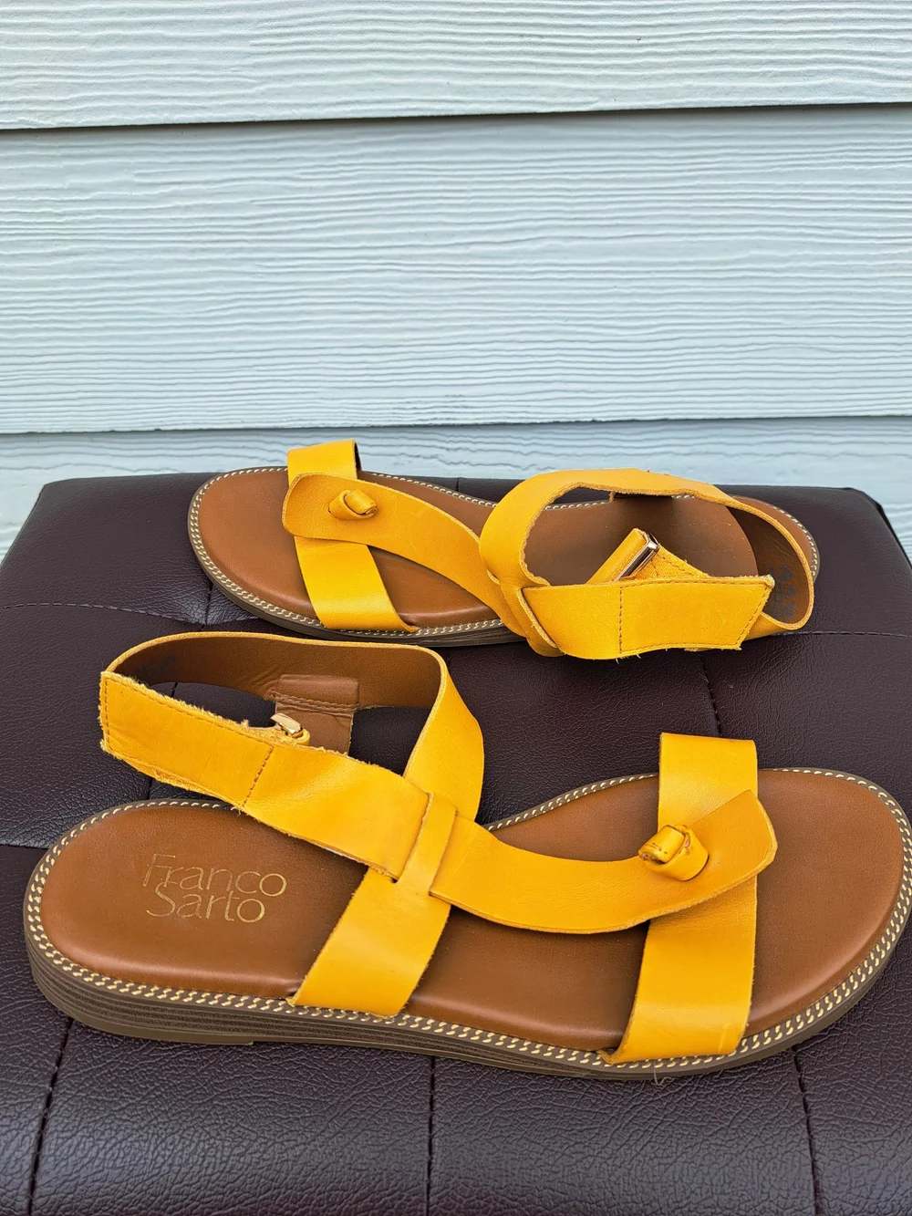 Franco Sarto Women's Yellow Leather Slingback Sandals